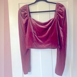 Velvet square neck crop top